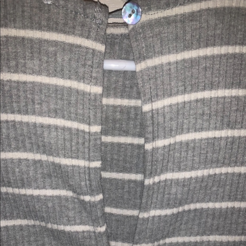 Pink Lily- Grey and White Striped Romper - Picture 8 of 9